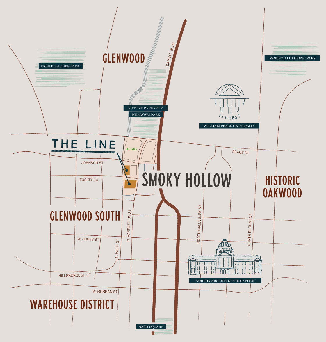 The Line Raleigh Graphic design nLocation Map